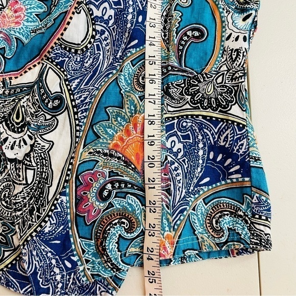Chico’s Paisley Linen Drape Jacket Women Size Small Blue/Pink - Picture 11 of 13
